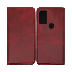 Capa de Couro com Bolso Interno para Samsung Galaxy A21s Vermelho